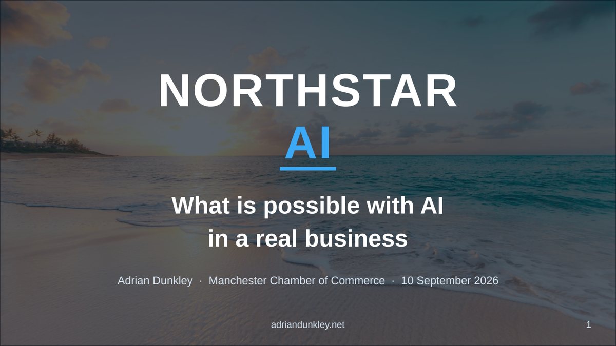 Northstar AI title slide over a Caribbean shoreline at sunrise
