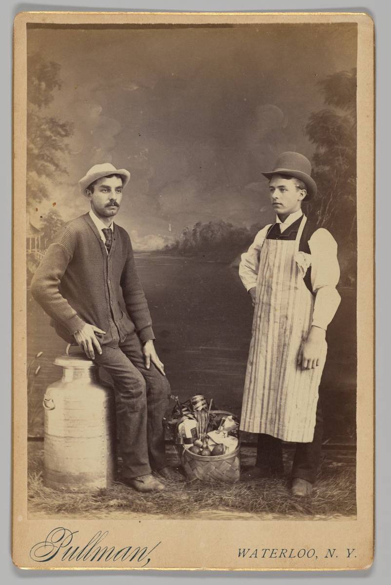 [Two Grocers], albumen silver print by Pullman