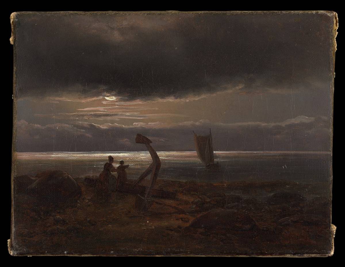 Mother and Child by the Sea, oil on canvas by Johan Christian Dahl