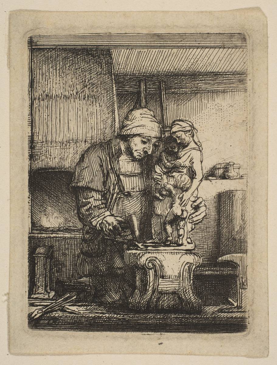 The Goldsmith, etching and drypoint by Rembrandt (Rembrandt van Rijn)