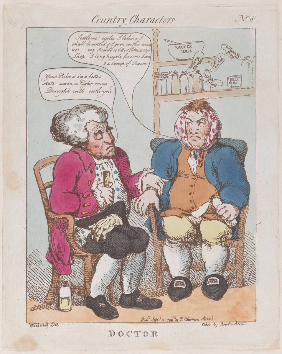 Doctor, hand-colored etching by Thomas Rowlandson