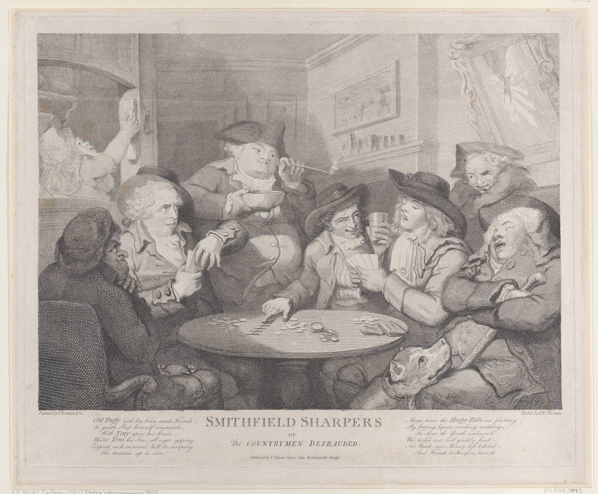 Smithfield Sharpers, or the Countryman Defrauded, etching by John Keyse Sherwin