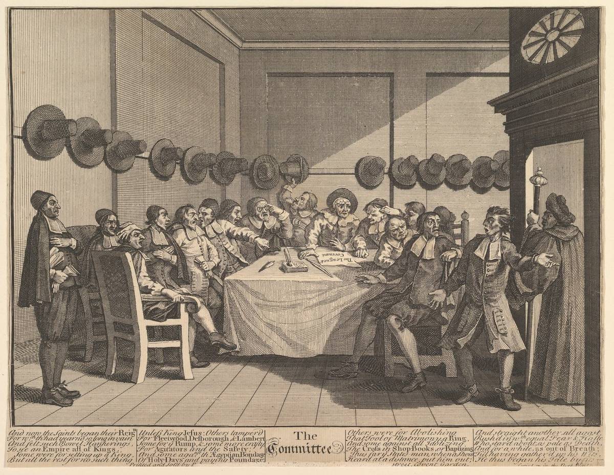 The Committee (Twelve Large Illustrations for Samuel Butler's Hudibras, Plate 10), etching and engraving by William Hogarth