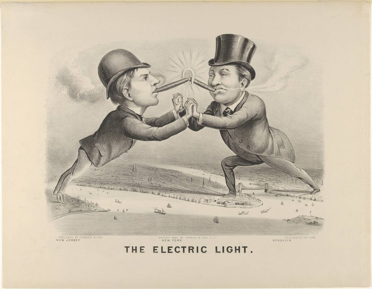 The Electric Light, lithograph by Currier & Ives