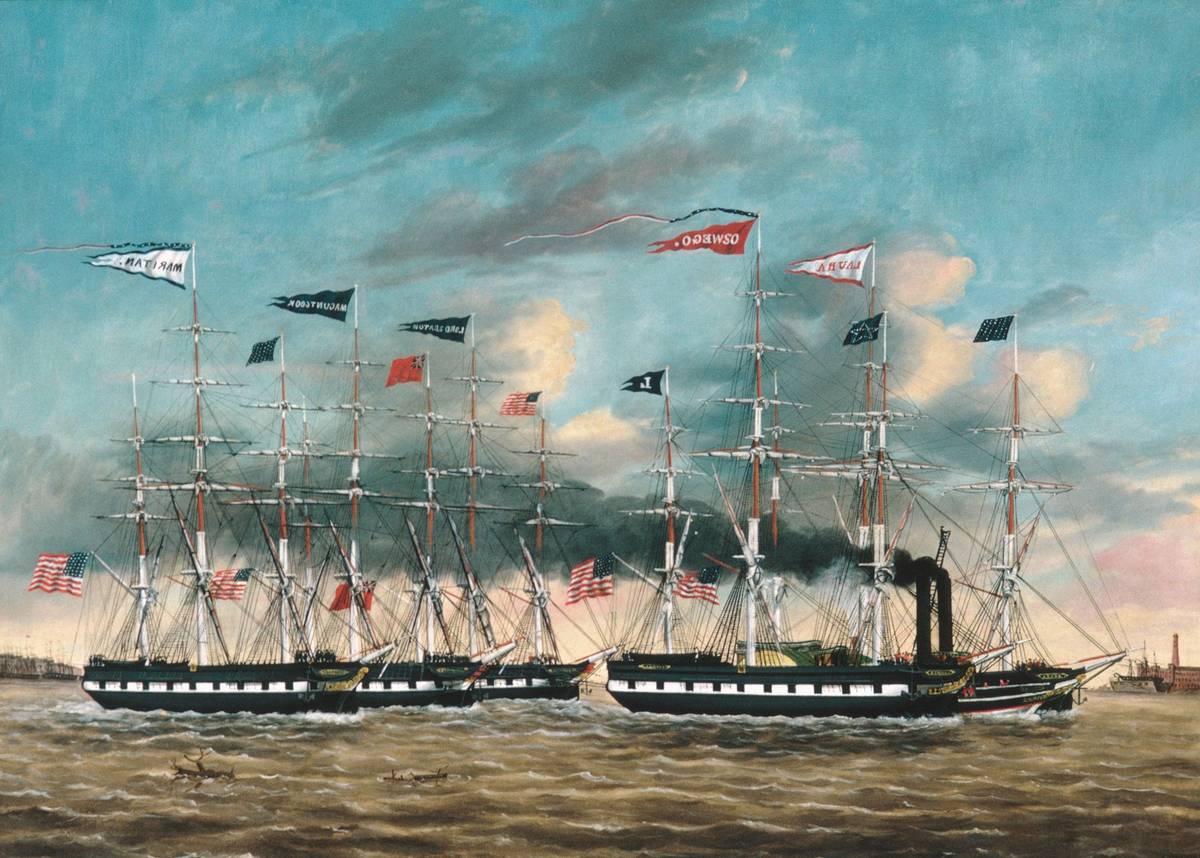 The Tow Boat Conqueror, oil on canvas by James Guy Evans