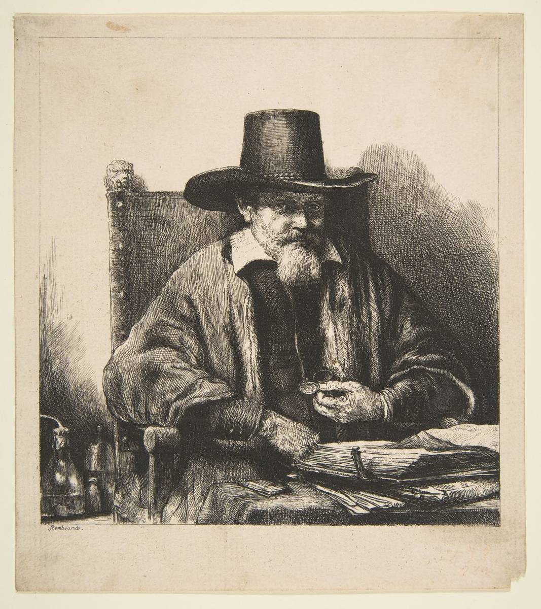 Arnold Tholinx, Inspector (reverse copy), etching by Rembrandt (Rembrandt van Rijn)
