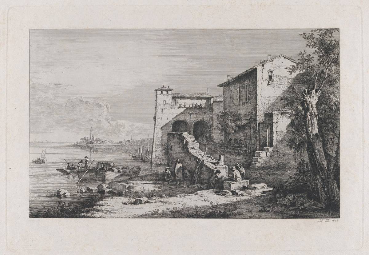 View of Old Customs House in Rome, etching with drypoint by Jean Jacques de Boissieu