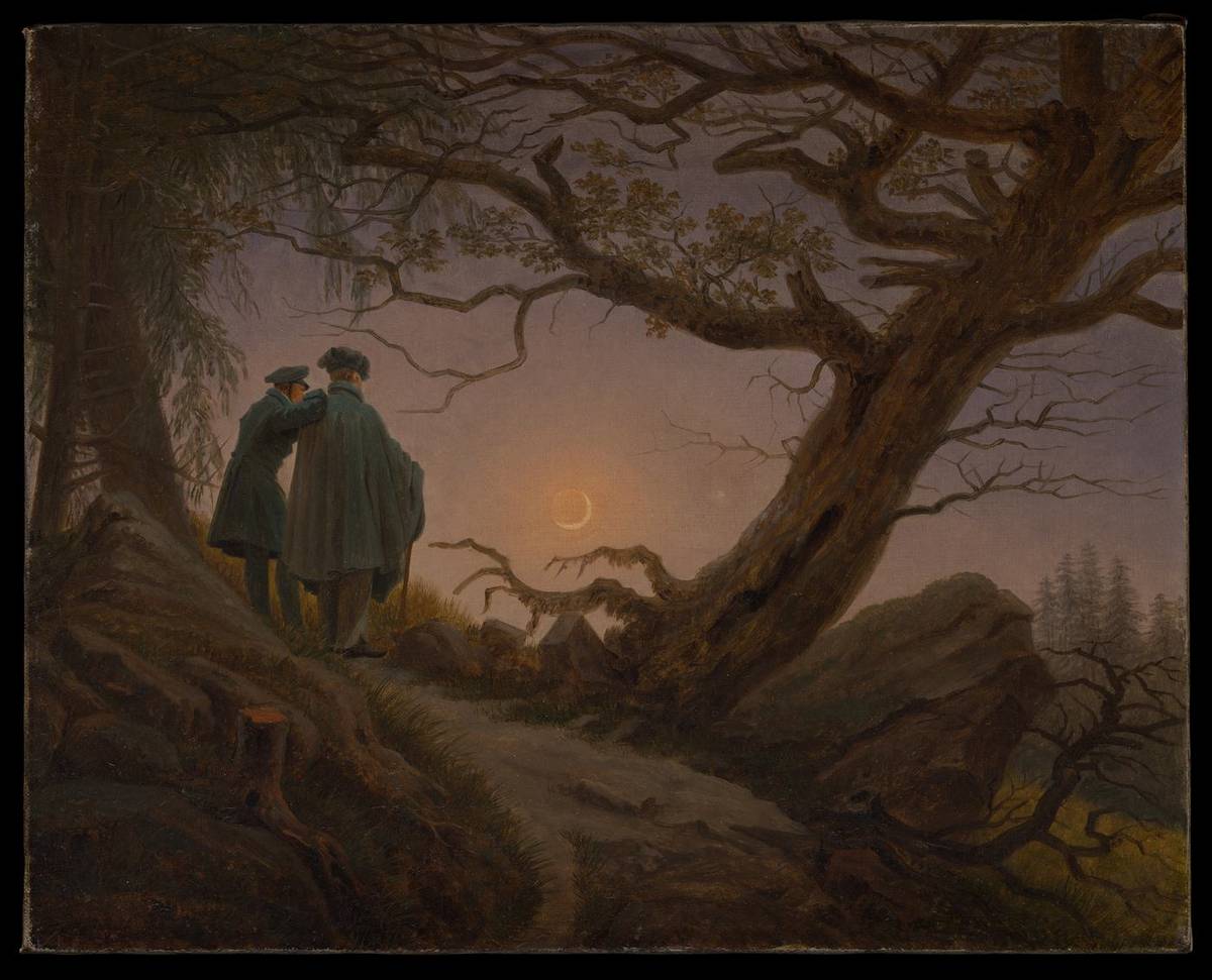 Two Men Contemplating the Moon, oil on canvas by Caspar David Friedrich