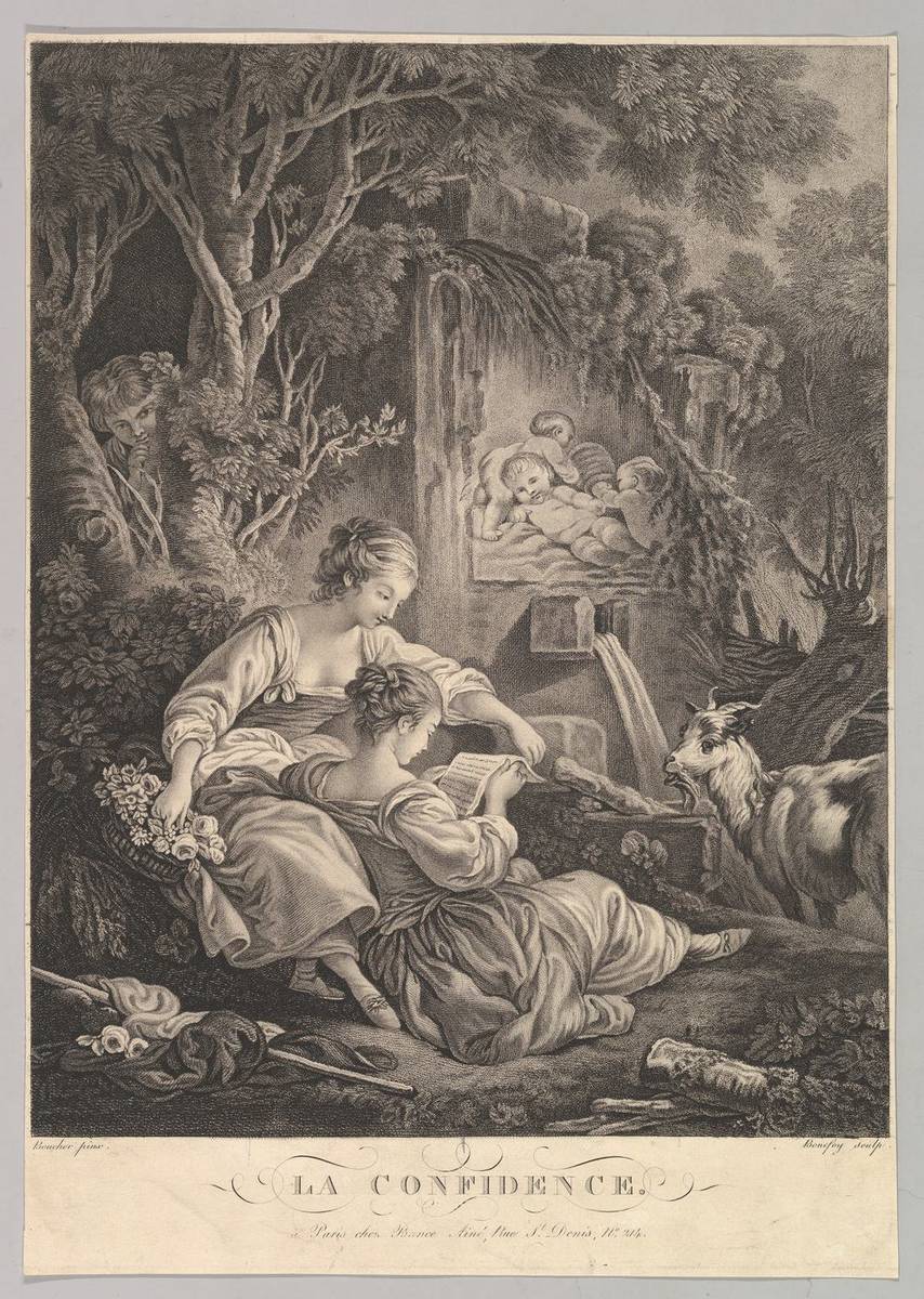 The Secret, stipple engraving, first state by Jacques Bonnefoy d'Arles