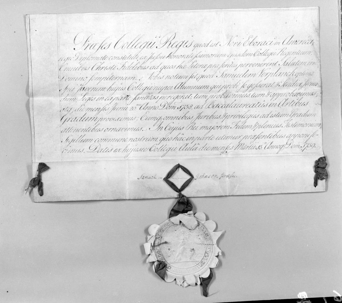 Graduation Diploma, sheepskin paper by American