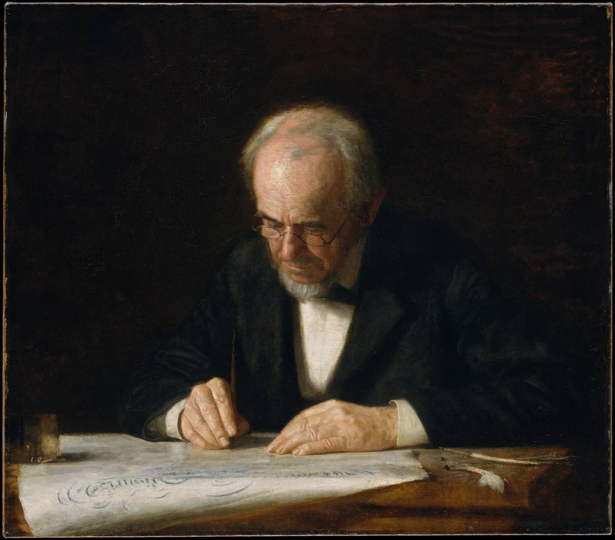 The Writing Master, oil on canvas by Thomas Eakins