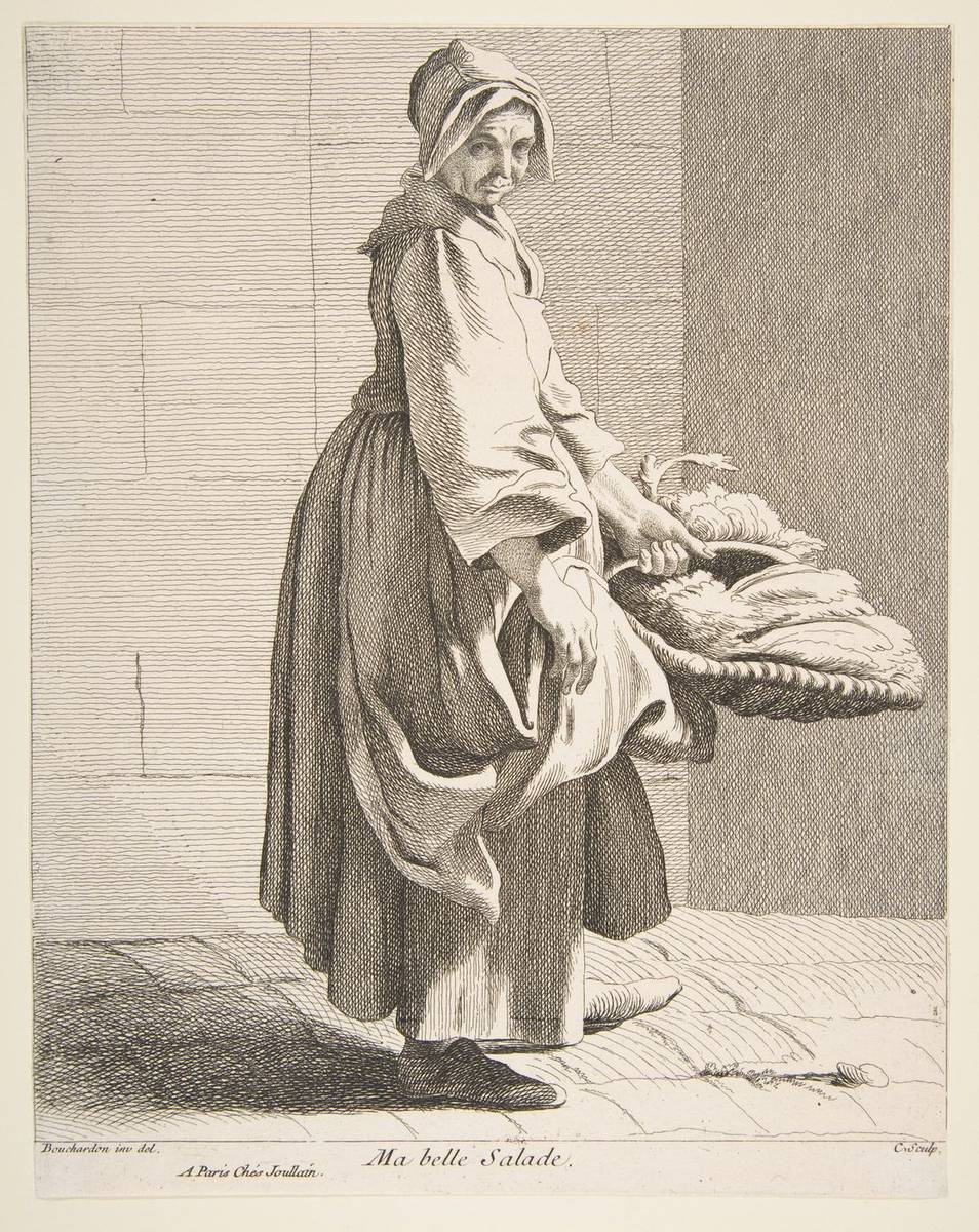 Lettuce Seller, etching with some engraving by Anne Claude Philippe de Tubières, comte de Caylus