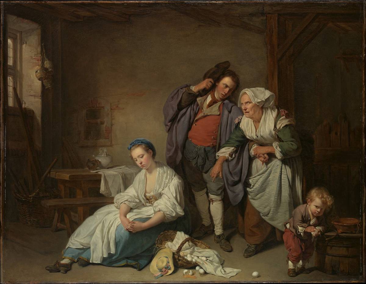 Broken Eggs, oil on canvas by Jean-Baptiste Greuze