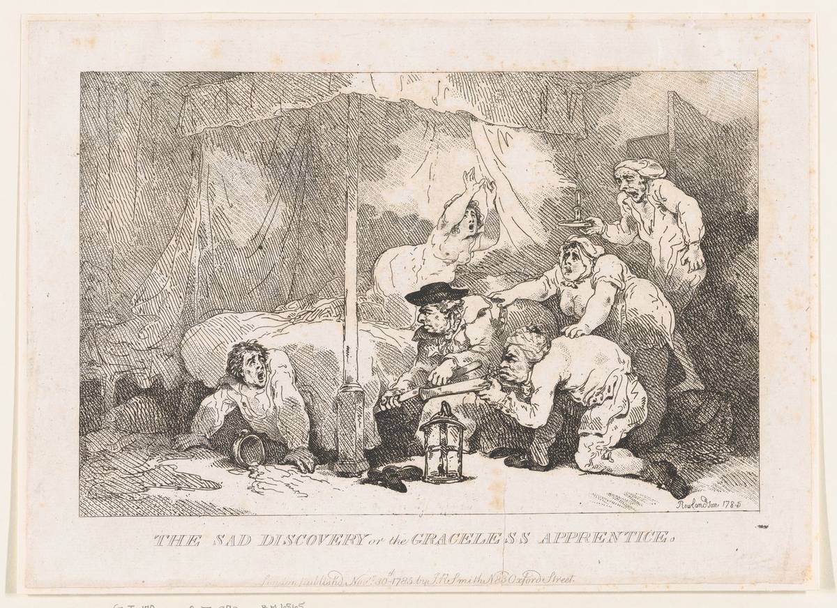 The Sad Discovery; or, the Graceless Apprentice, etching by Thomas Rowlandson