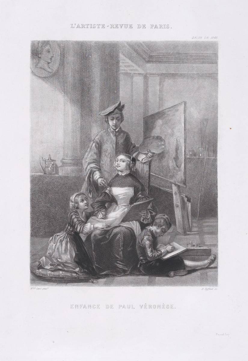 The Childhood of Paolo Veronese, from "L'Artiste", lithograph by Adolphe Pierre Riffaut