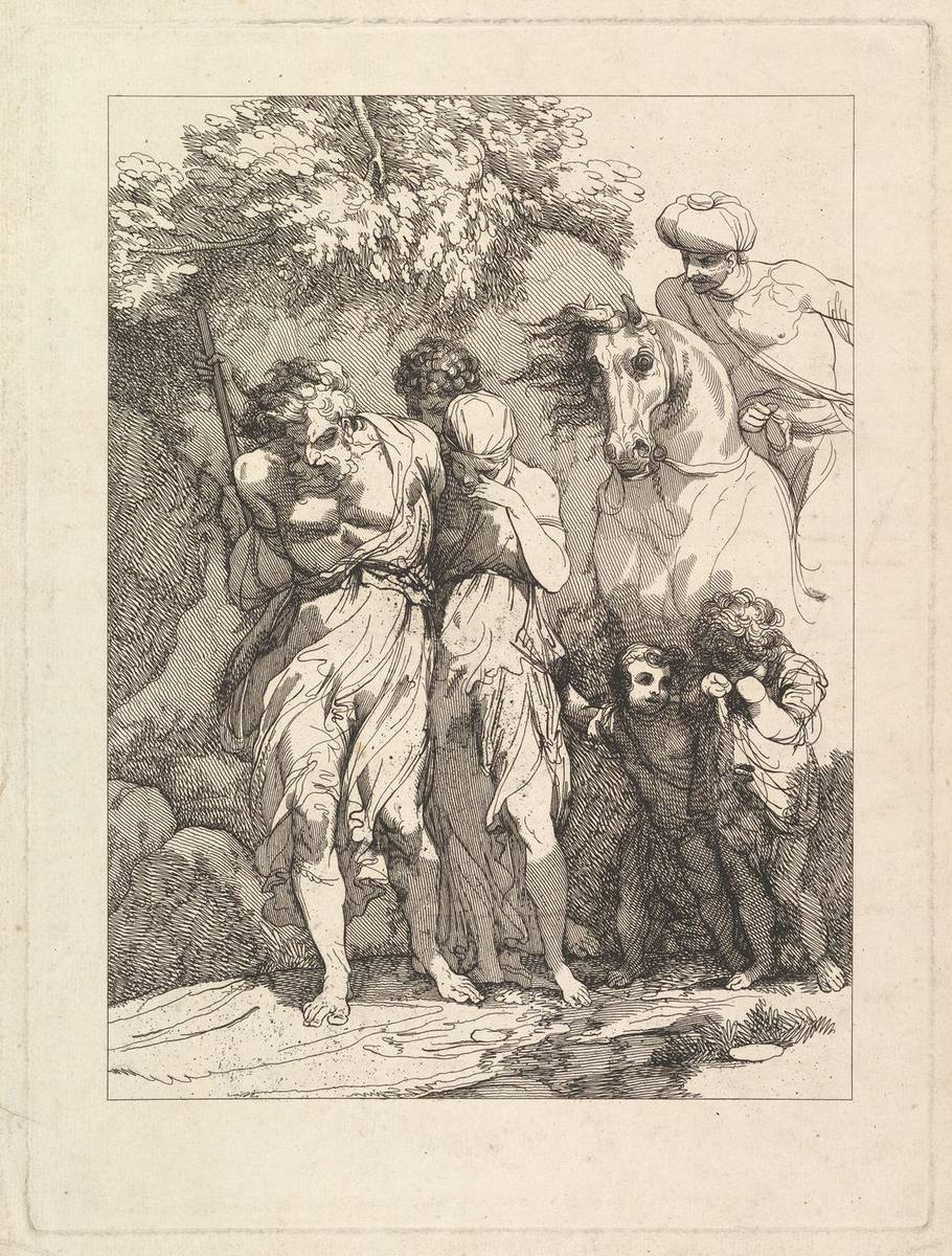 A Captive Family, etching by Robert Blyth