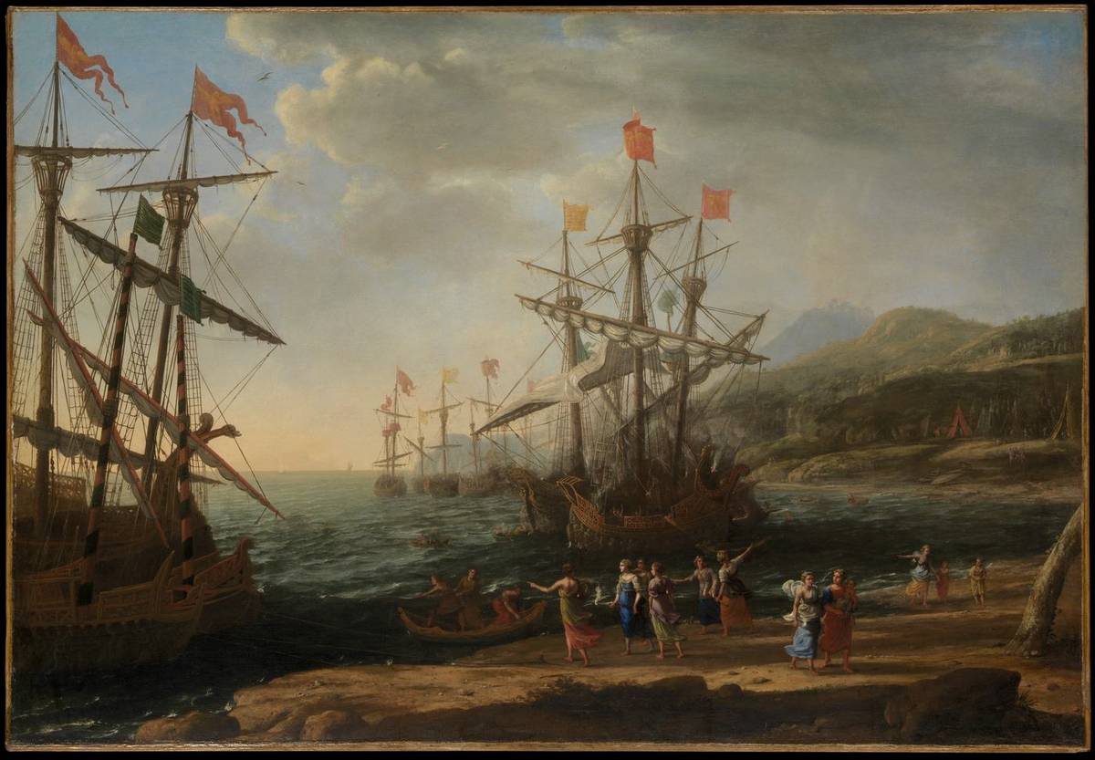 The Trojan Women Setting Fire to Their Fleet, oil on canvas by Claude Lorrain (Claude Gellée)