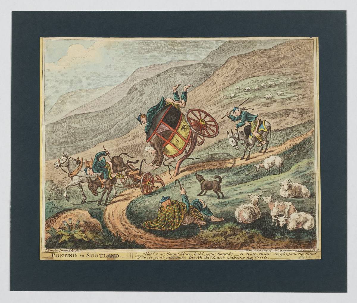 Posting in Scotland, hand-colored etching and aquatint by James Gillray