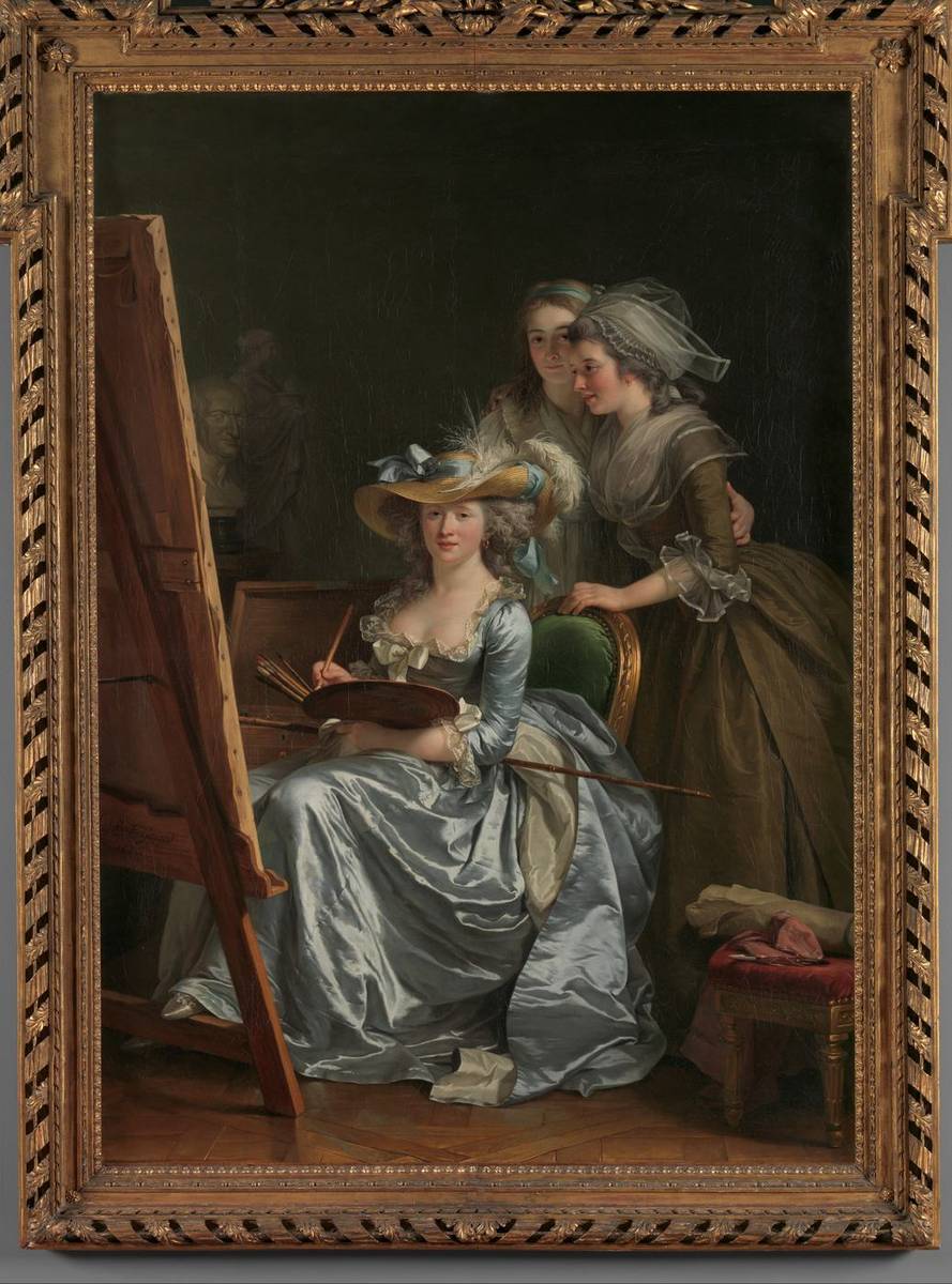 Self-Portrait with Two Pupils, Marie Gabrielle Capet (1761–1818) and Marie Marguerite Carraux de Rosemond (1765–1788), oil on canvas by Adélaïde Labille-Guiard
