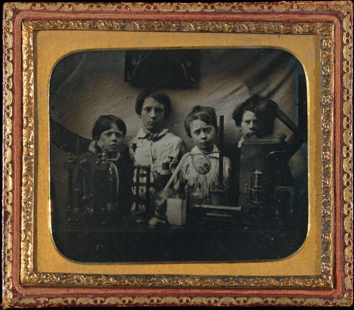 Boys Behind a Science Experiment, ambrotype by Unknown
