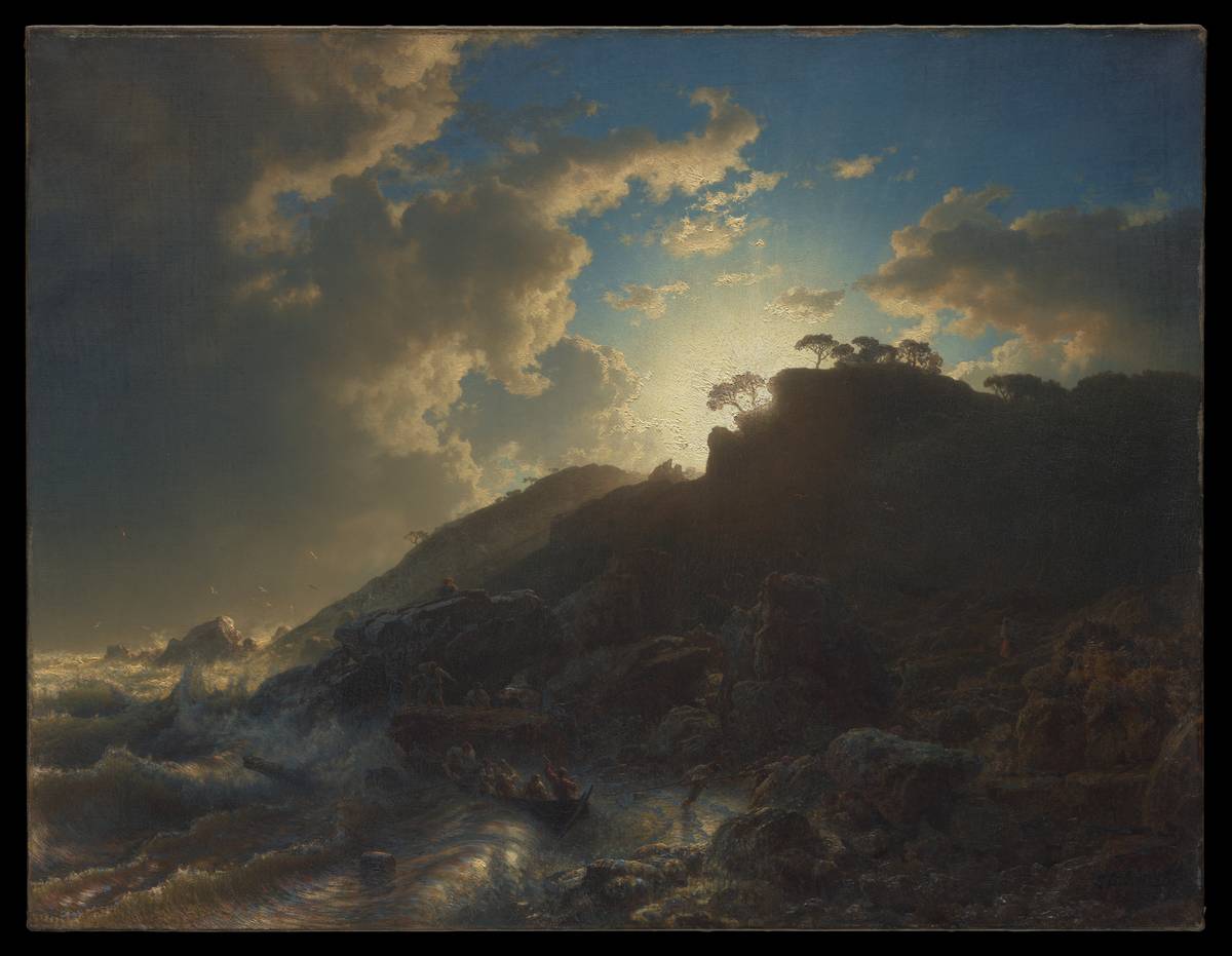 Sunset after a Storm on the Coast of Sicily, oil on canvas by Andreas Achenbach