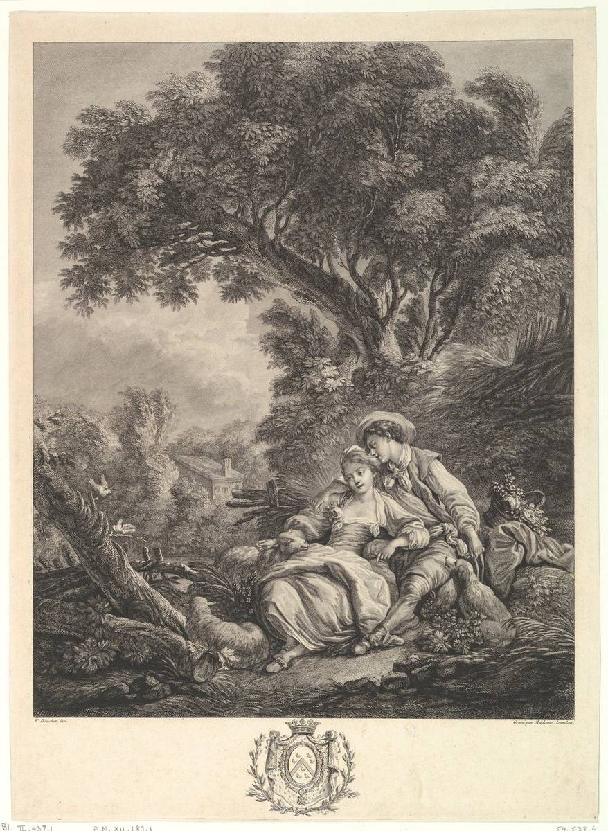 Pensant-ils à ce mouton? (Are They Thinking of the Sheep), etching and engraving by Madame Jourdan