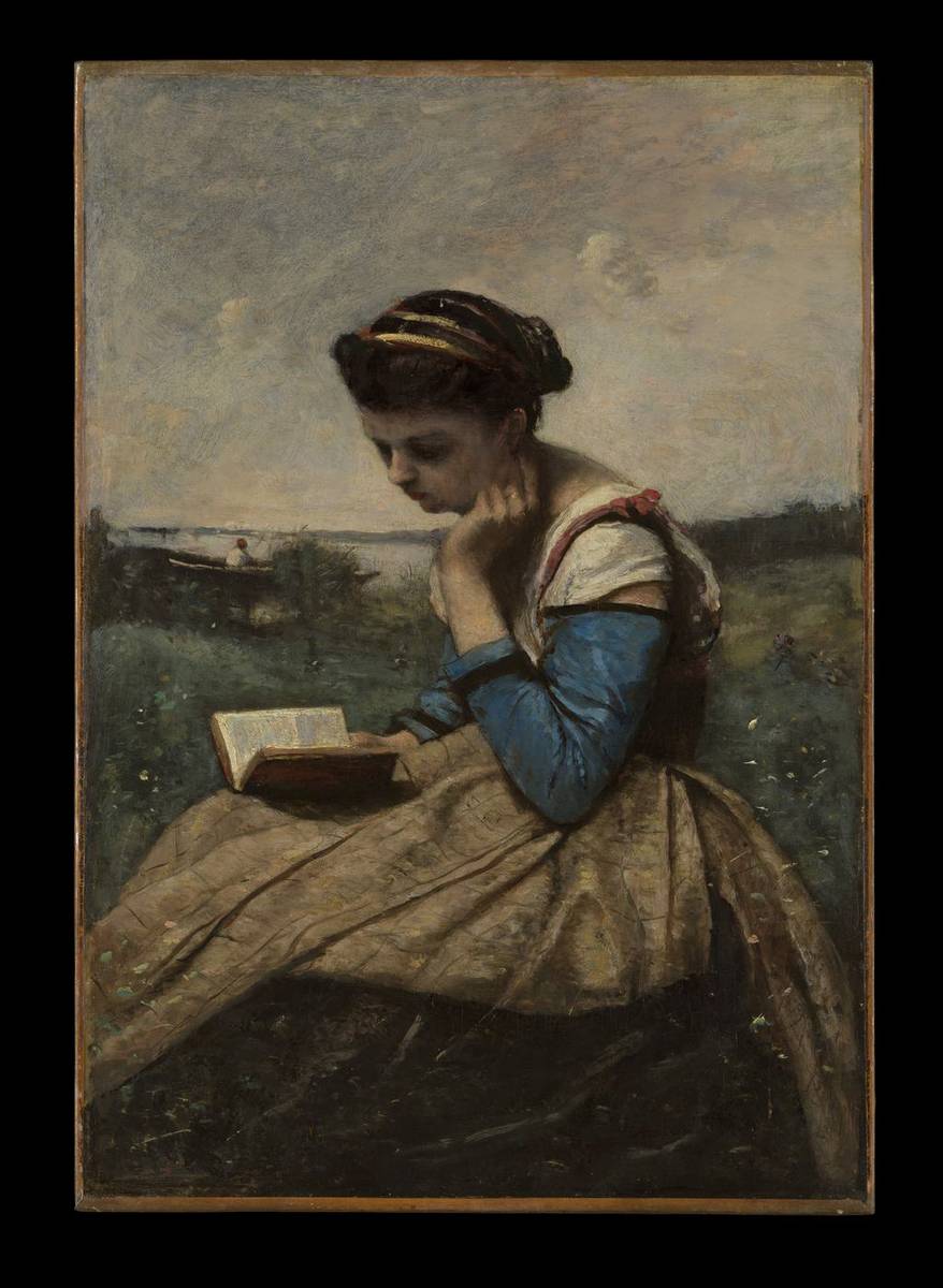 A Woman Reading, oil on canvas by Camille Corot
